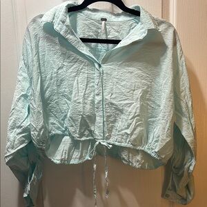 YFB seafoam green button up Crop Blouse​​